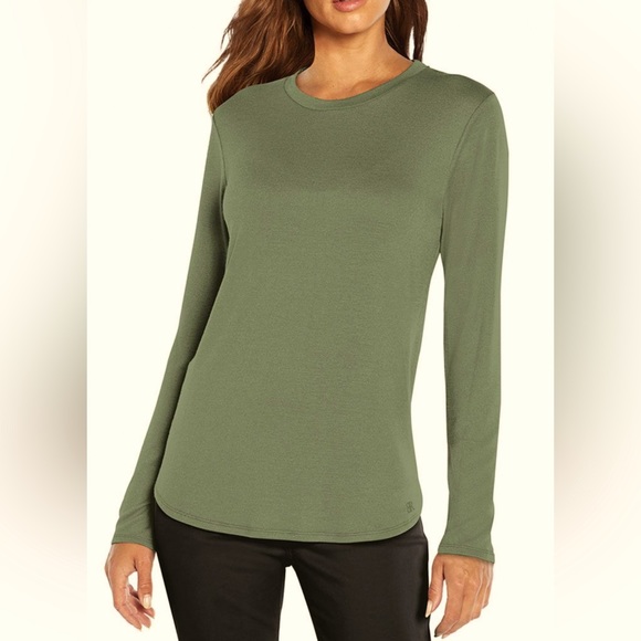 🆕 NWOT Banana Republic Tunic Length Long Sleeve Lightweight Sweater Olive … - Picture 1 of 10